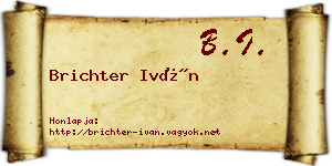 Brichter Iván névjegykártya